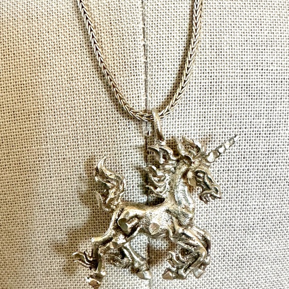 Sterling Silver Unicorn Pendant Necklace - Picture 5 of 16